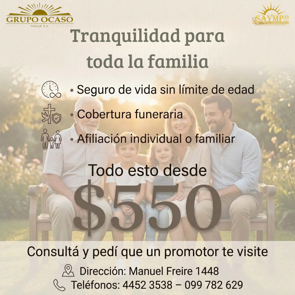 Plan Tranquilidad Familiar — Cobertura completa desde $550 por persona al mes